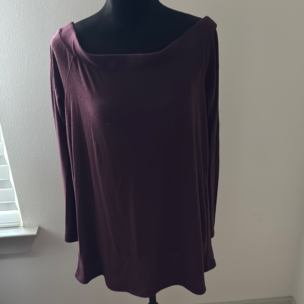 LOFT off‎ the shoulder long sleeves Merlot top blouse Sz L